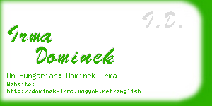 irma dominek business card